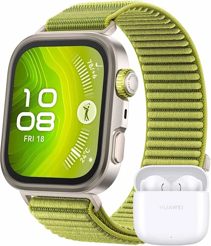 HUAWEI Watch FIT 4 Pro Montre connectée, + Freebuds SE 2 Blanc, Ultra-Fine, 1.82" Écran Verre Saphir, Bordure en Alliage de Titane, Suivi de la santé, ECG, Garantie prolongée de 6 Mois, Vert