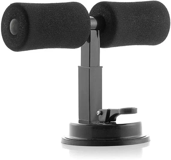 InnovaGoods - Barre de Maintien Abdominaux, Fixation Ventouse Sécurisée, Poignées Antidérapantes Mousse, 3 Hauteurs, Noir, Acier, Caoutchouc, Mousse