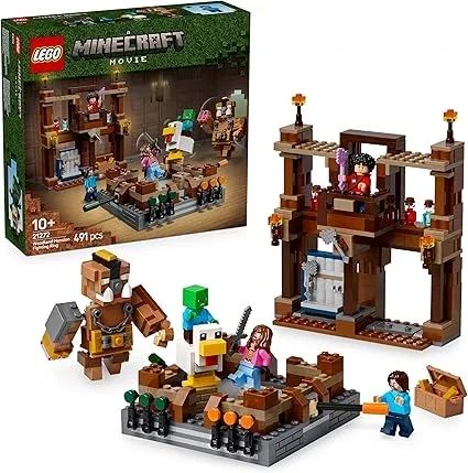 Lego Minecraft Le Ring du Manoir des Bois - Jeu de Construction interactif inspiré du Film et du Jeu vidéo - Minifigurines bébé Zombie, Steve, Garrett & Henry - Jouet garçon ou Fille dès 10 Ans 21272