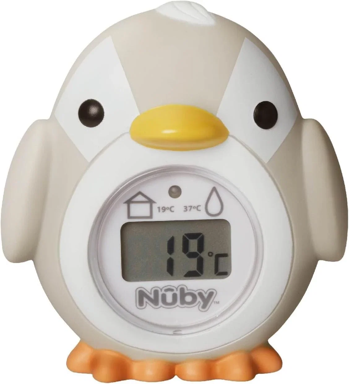 Nuby Thermomètre de bain pour bébé en forme de pingouin | Écran facile à lire | Sans BPA | Gris | Convient dès 0 mois