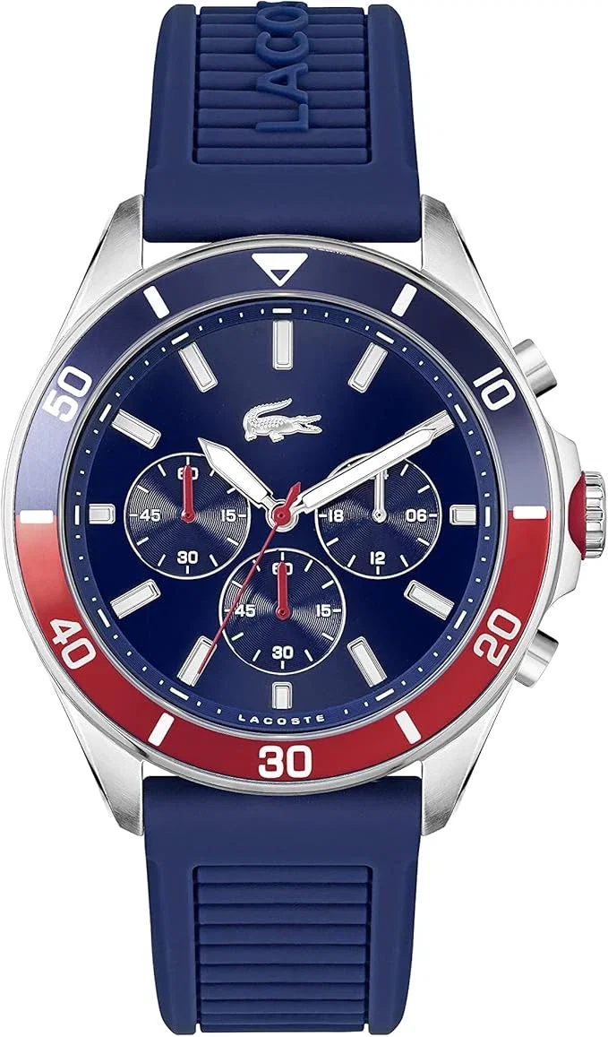 Lacoste Montre Chronographe à Quartz pour Homme Collection TIEBREAKER avec Bracelet en Silicone Bleu - 2011154