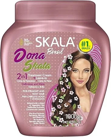 SKALA - Crème de Soin pour Cheveux Dona Skala - Végane - Pas d'expérimentation sur les animaux - Avec de l'huile d'avocat et de l’huile de lin - Contient des vitamines, Blanche, 1 kg (Lot de 1)