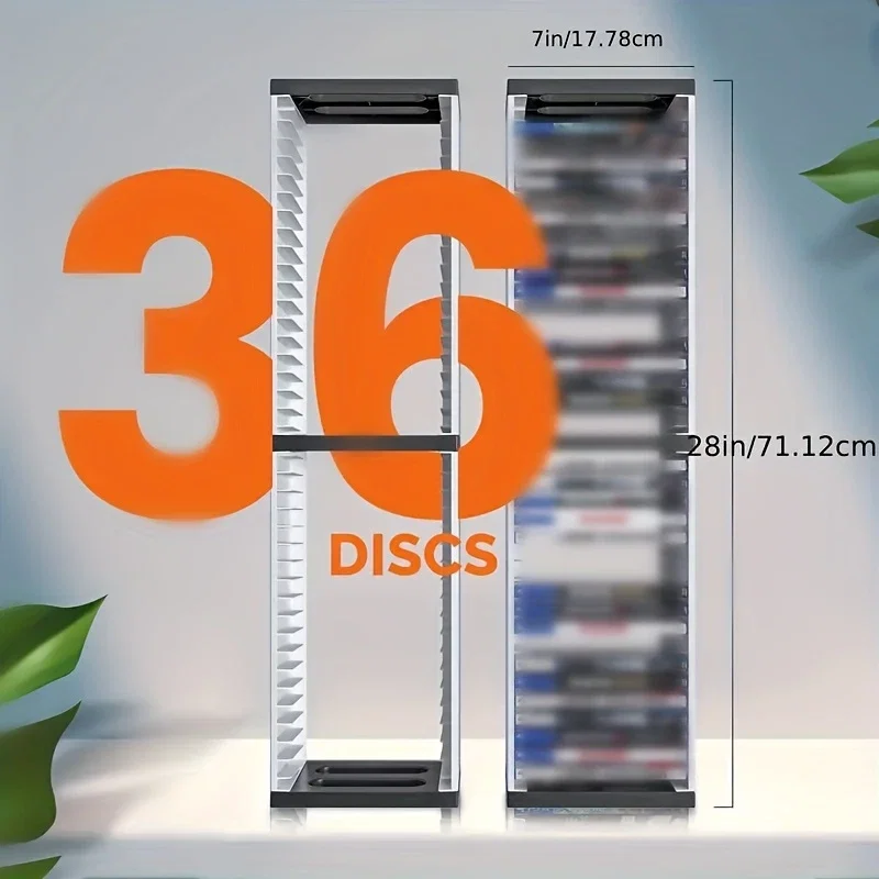Tour de Rangement pour Jeux Vidéo PS5 & PS4 - Contient 36 CD, Disques Blu-ray | Support ABS Durable pour Jeux PlayStation & Xbox