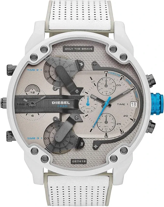 Diesel Montre, Mr. Daddy pour Homme, Mouvement Multifonctionnel à Quartz avec Bracelet en Cuir, synthétique ou Silicone