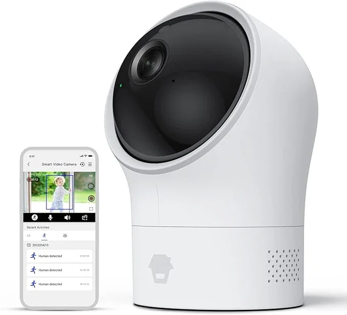 Chuango PT-300Q Caméra Surveillance Wi-FI Intérieur sans Fil - Détection Mouvements Domestique - Champ de Vision Panoramique, Nocturne et Inclinaison - Caméra 1080P - Audio Bidirectionnelle