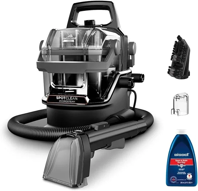 BISSELL SpotClean HydroSteam, Shampouineuse Canapé, Moteur Puissant de 1000W, Nettoyeur Vapeur avec Technologie HydroSteam, Nettoyeur pour Tapis, Moquettes, Meubles, Tissus, Voiture & Plus, 3689N