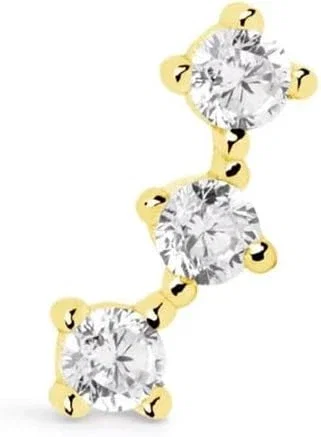 SINGULARU - Boucle d'oreille unique Triple Spark. Argent sterling 925 plaqué or 18 Kt ou rhodium. Fermoir à pression. Bijoux pour femme.