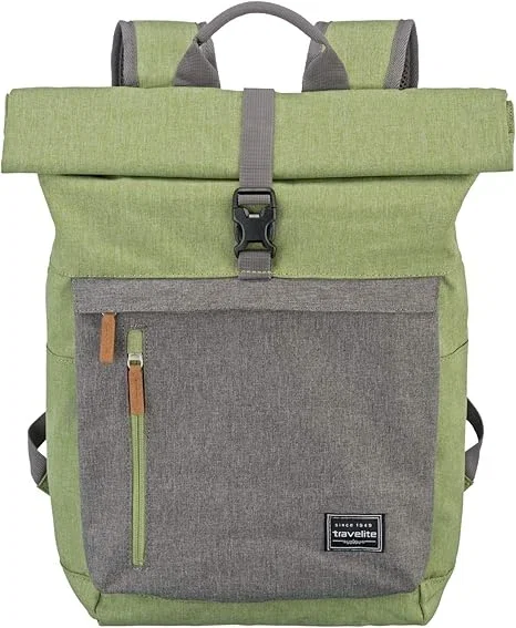 travelite Sac à dos pour bagage à main, sac à dos pour ordinateur portable 15,6 pouces, BASICS, sac à dos de voyage avec fonction rolltop, 60 cm, 35 litres