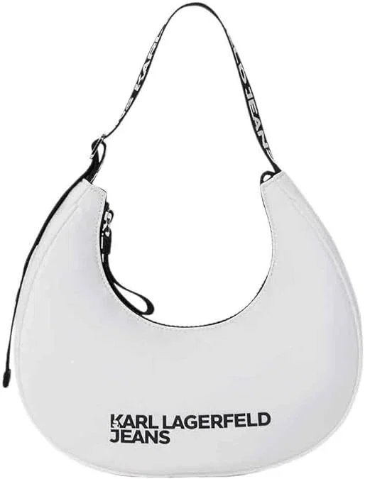 Karl Lagerfeld Jeans Essential Nylon Moon Bag, Sac à bandoulière Femmes, Blanc