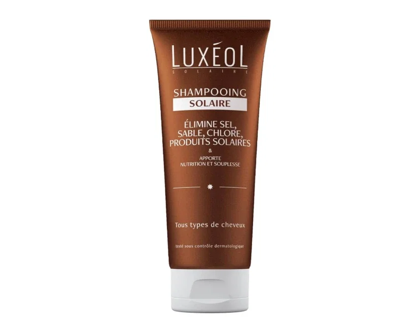 LUXÉOL - Shampooing Solaire - Soin Cheveux Nourrissant Plage, Piscine - Elimine Sel Sable Chlore Produits- Sans Silicone - 95% D'Ingrédients D'Origine Naturelle - Fabriqué En France - 200ml