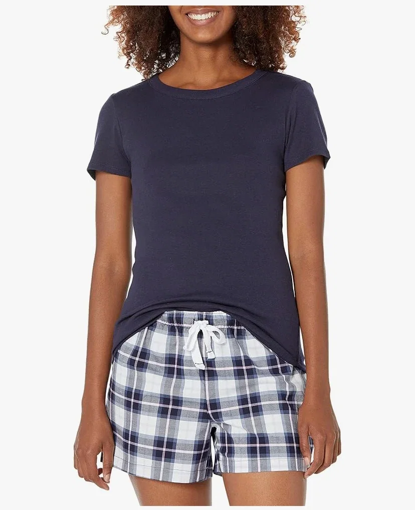 Amazon Essentials Ensemble T-Shirt et Short de Nuit en Popeline Femme