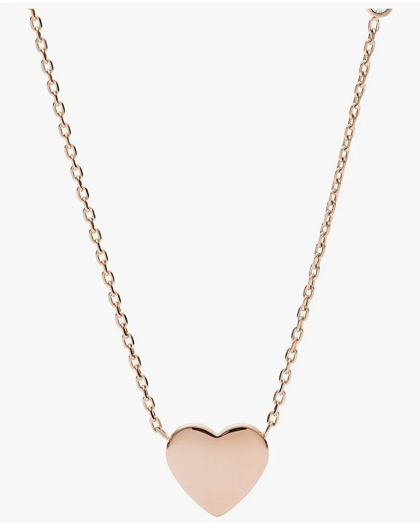 Fossil Collier pour femme, pendentif coeur et collier en acier inoxydable, longueur 45cm
