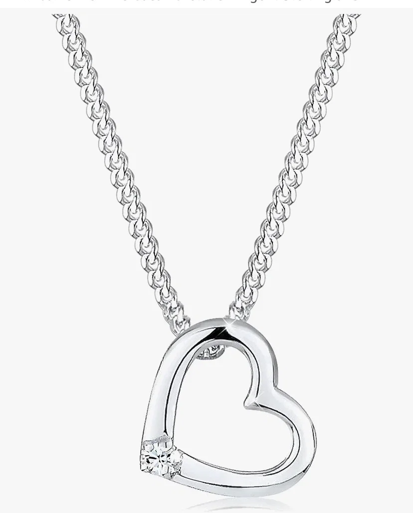 Elli Collier Femme Coeur Cristal en Argent Sterling 925