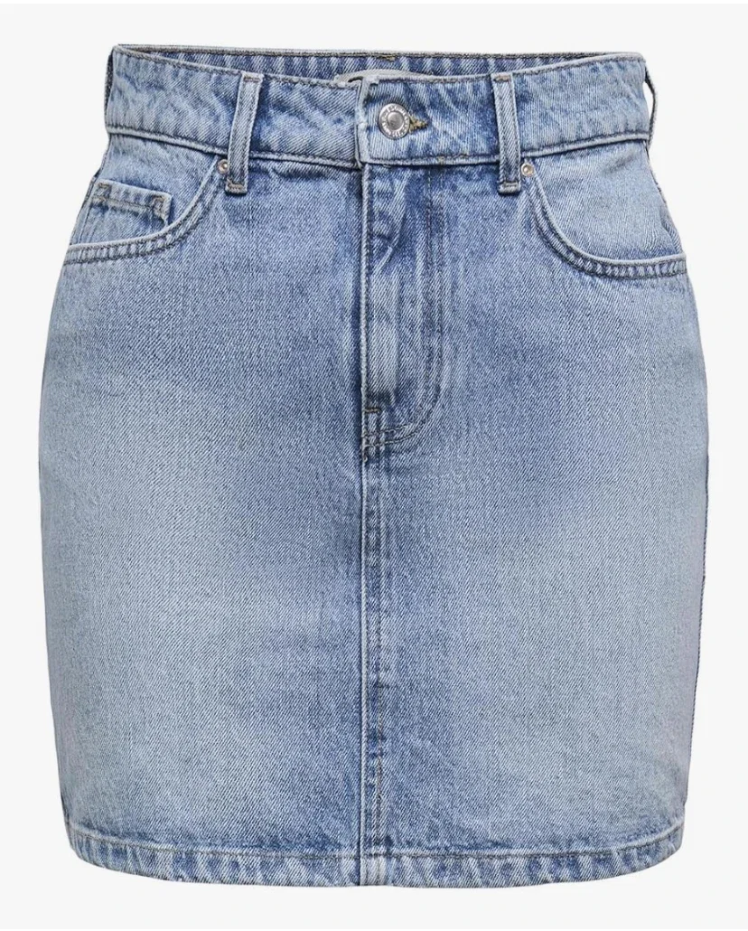 ONLY Jupe en Jean Femme avec Bouton et Passants pour Ceinture, Design Classique
