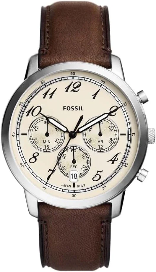 FOSSIL Montre Neutra pour Homme, Mouvement chronographe à Quartz avec Bracelet en Cuir