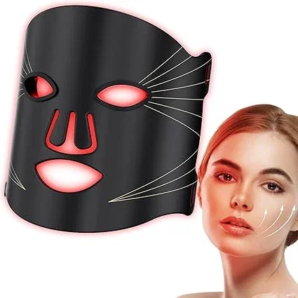 Masque facial LED avec 7 couleurs, 10 niveaux de luminosité et 6 réglages de synchronisation, 90 perles lumineuses haute densité, masque de lumière rouge, comprend une protection des yeux, un