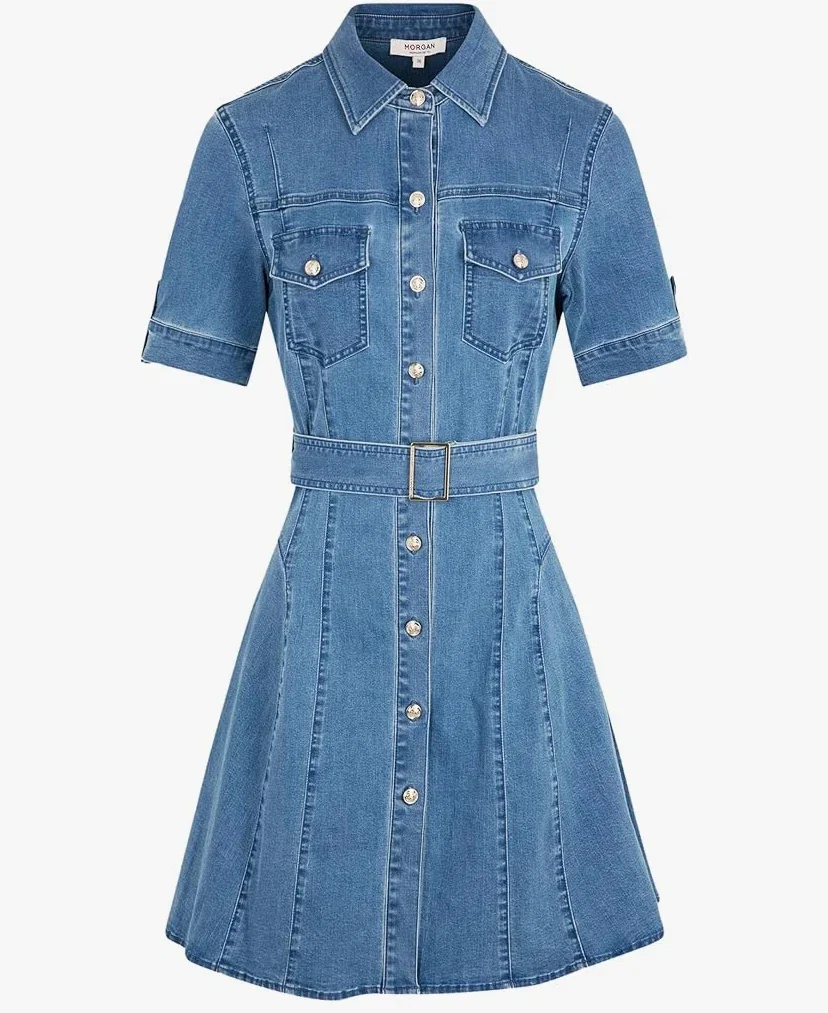 Morgan Robe courte patineuse en jean