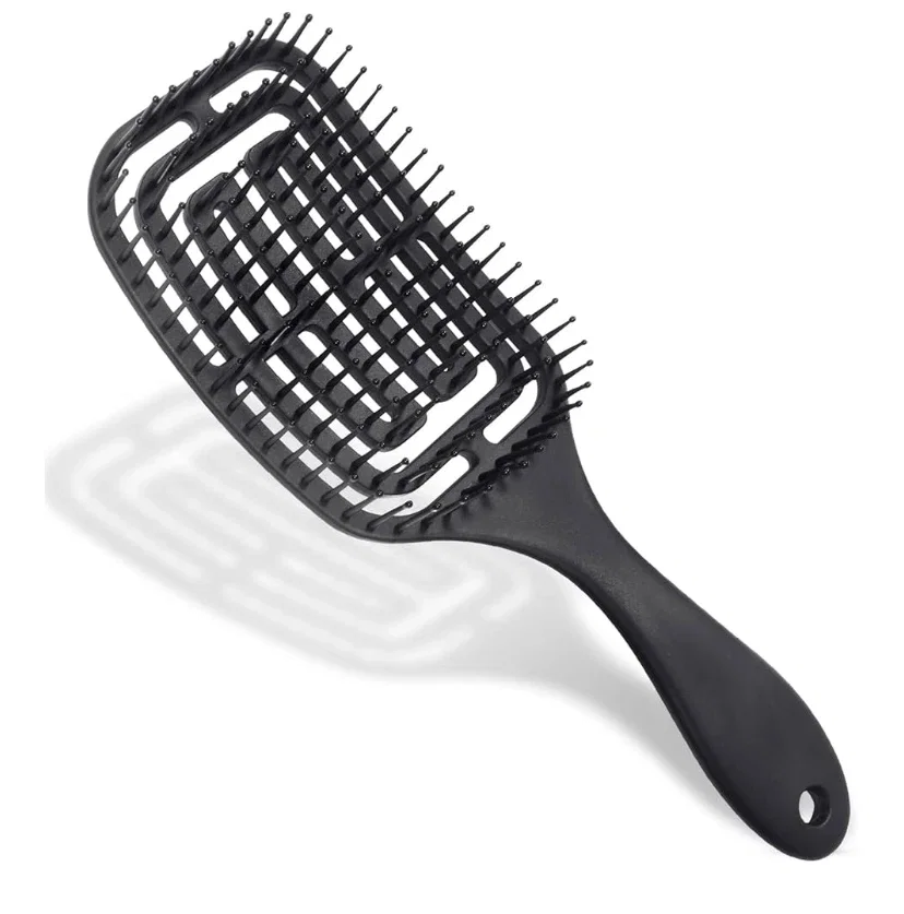 Vinabo Brosse à Cheveux Démêlante - Ne Tire Pas Professionnelle Incurvée Ventilée pour Cheveux Mouillés et Secs, Brosse de Massage, pour Femme, Homme & Enfant, Noir