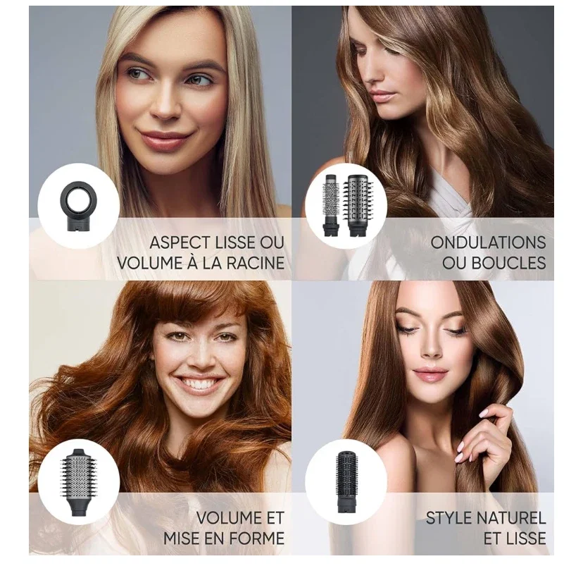 SEVERIN Brosse soufflante Multi Style 5 en 1, Brosse électrique avec 5 accessoires inclus, Sèche-cheveux, 2 brosses rondes, brosse ovale et plate, Technologie ionique, 1 500 W, Noir, WL 0684