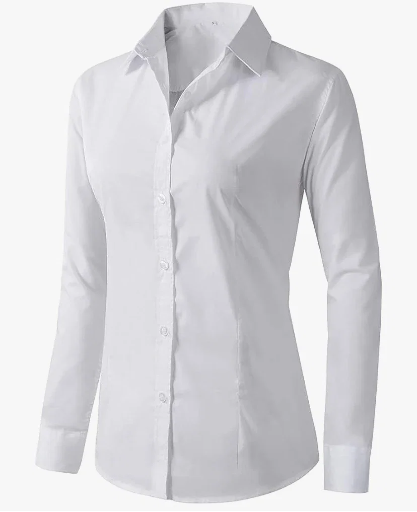 Beninos Beninos Women Long Sleeve Button Down Dress Shirt Chemise à Bouton Bas Femme