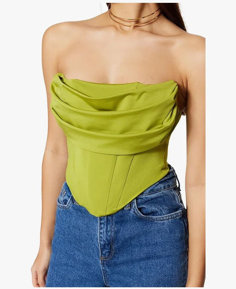 Trendyol Crop Top-Vert-Uni Soutien-Gorge Femme