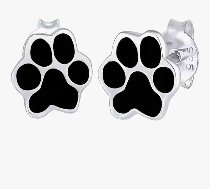 Elli Boucles d'Oreilles Femmes Clous d'oreilles Patte Animal Chien Chat Filigrane avec Émail en Argent Sterling 925