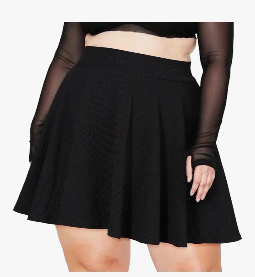 Moon Wood Mini Jupe Rétro Haute Taille Élastique Jupes Plissée Évasée Patineuse pour Femme