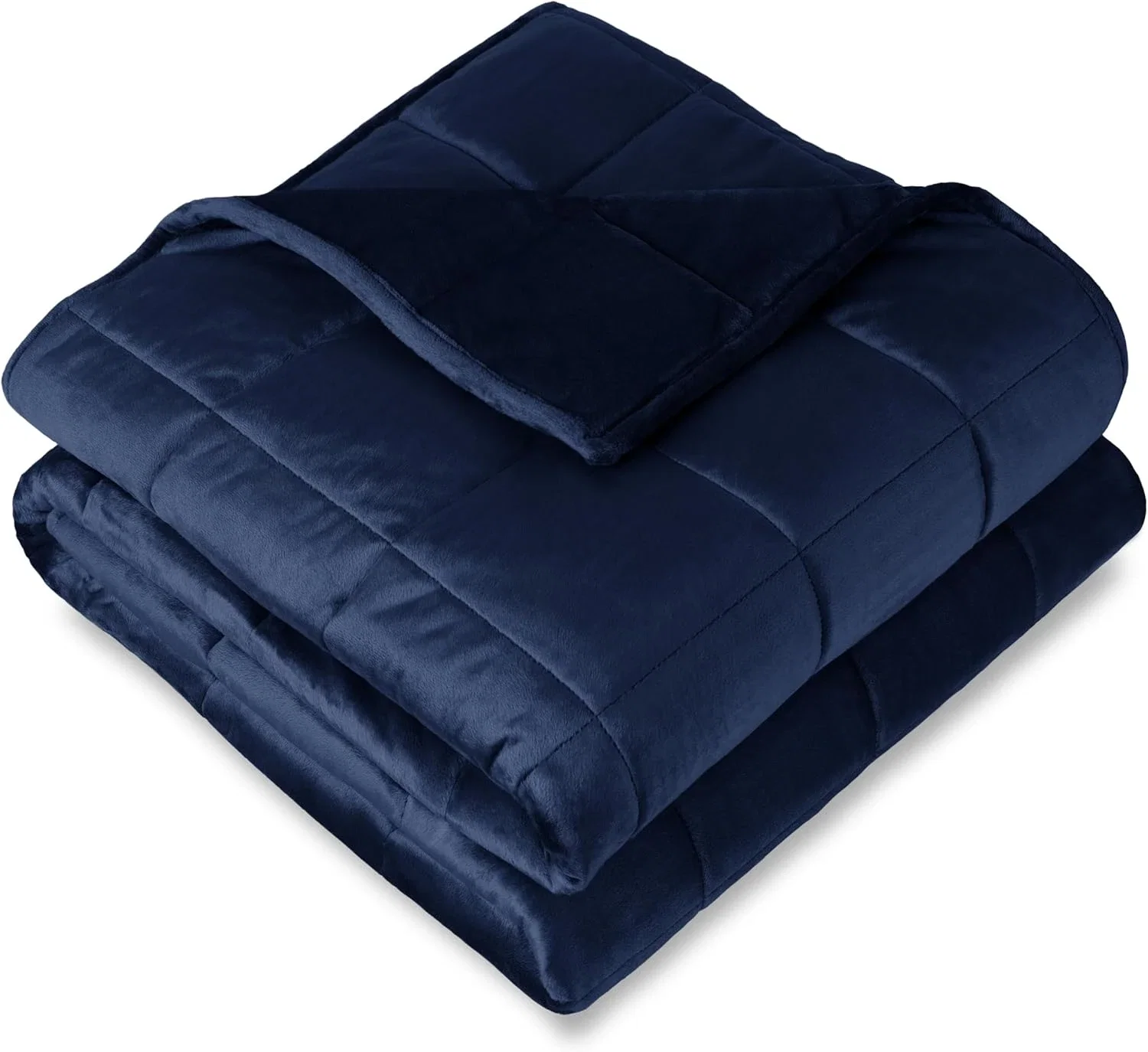 Bare Home – Couverture lestée pour adultes et enfants; 7,7 kg – molleton de vison – couverture lourde de qualité supérieure avec perles de verre non toxiques (bleu foncé, 152,4 x 203,2 cm)