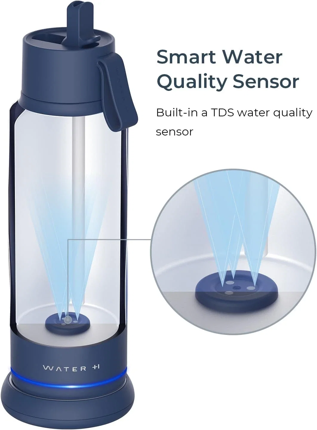 Vita Bouteille d'eau intelligente avec rappel de boire de l'eau – Bouteille d'eau isotherme sans BPA avec paille – Bouteille Bluetooth avec suivi de l'eau – Cadeau idéal (532 ml)