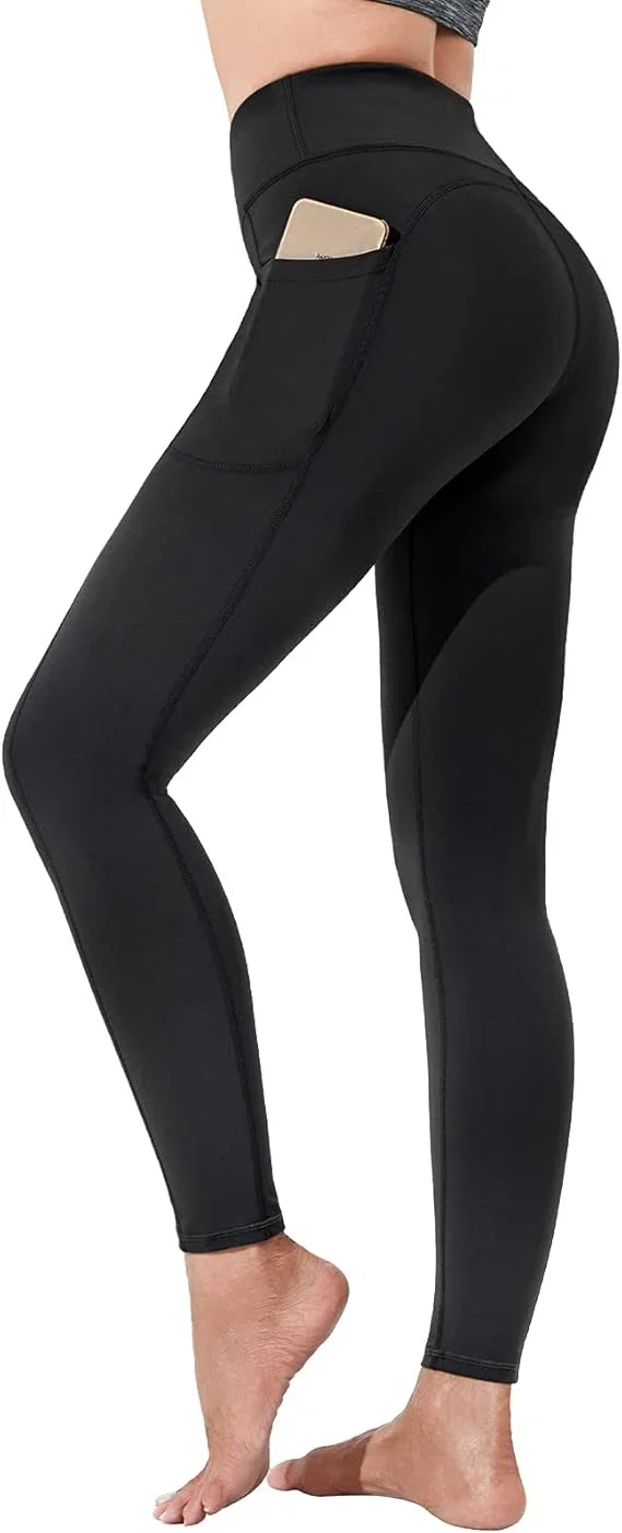 Polygon Pantalon de yoga pour femme, legging taille haute avec poches, contrôle du ventre, pantalon d'entraînement non transparent
