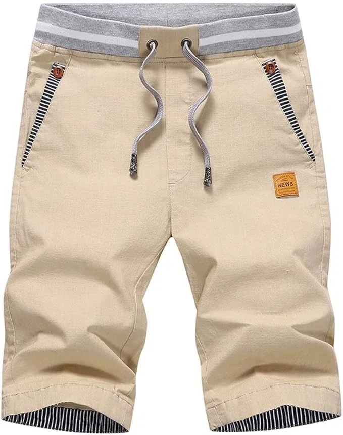 Tansozer Short d'été décontracté pour homme – Coupe classique avec cordon de serrage, taille élastique et poches
