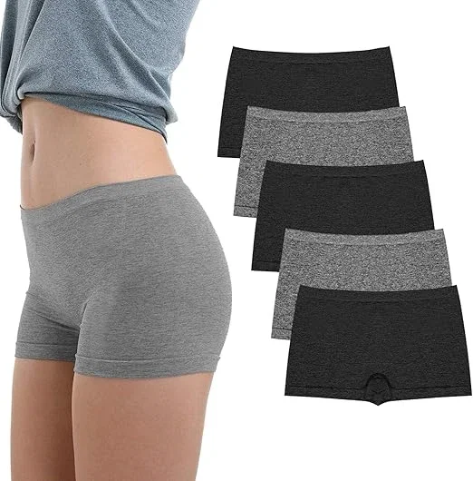 LALESTE Lot de 5 caleçons boxeurs pour femme - Couverture complète - Sans couture - Doux et extensible