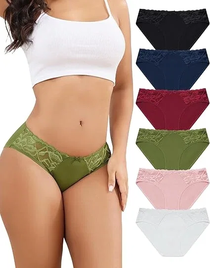 Aijolen Culotte bikini en coton pour femme - Sous-vêtements coquins en dentelle pour femme - Doux et respirant
