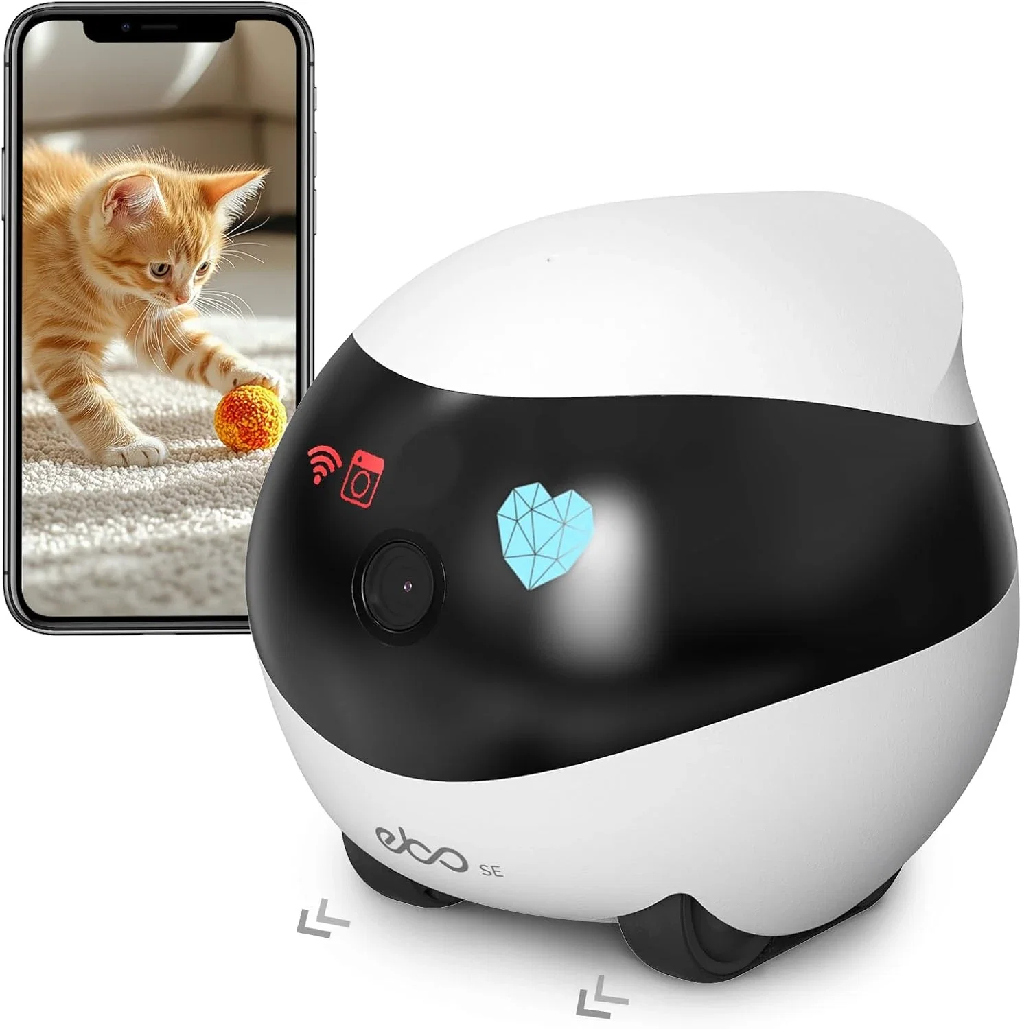 Enabot EBO SE Caméra de sécurité à domicile pour animal domestique, caméra WiFi intérieure mobile, conversation bidirectionnelle, vision nocturne, vidéo 1080p, caméra sans fil rechargeable pour