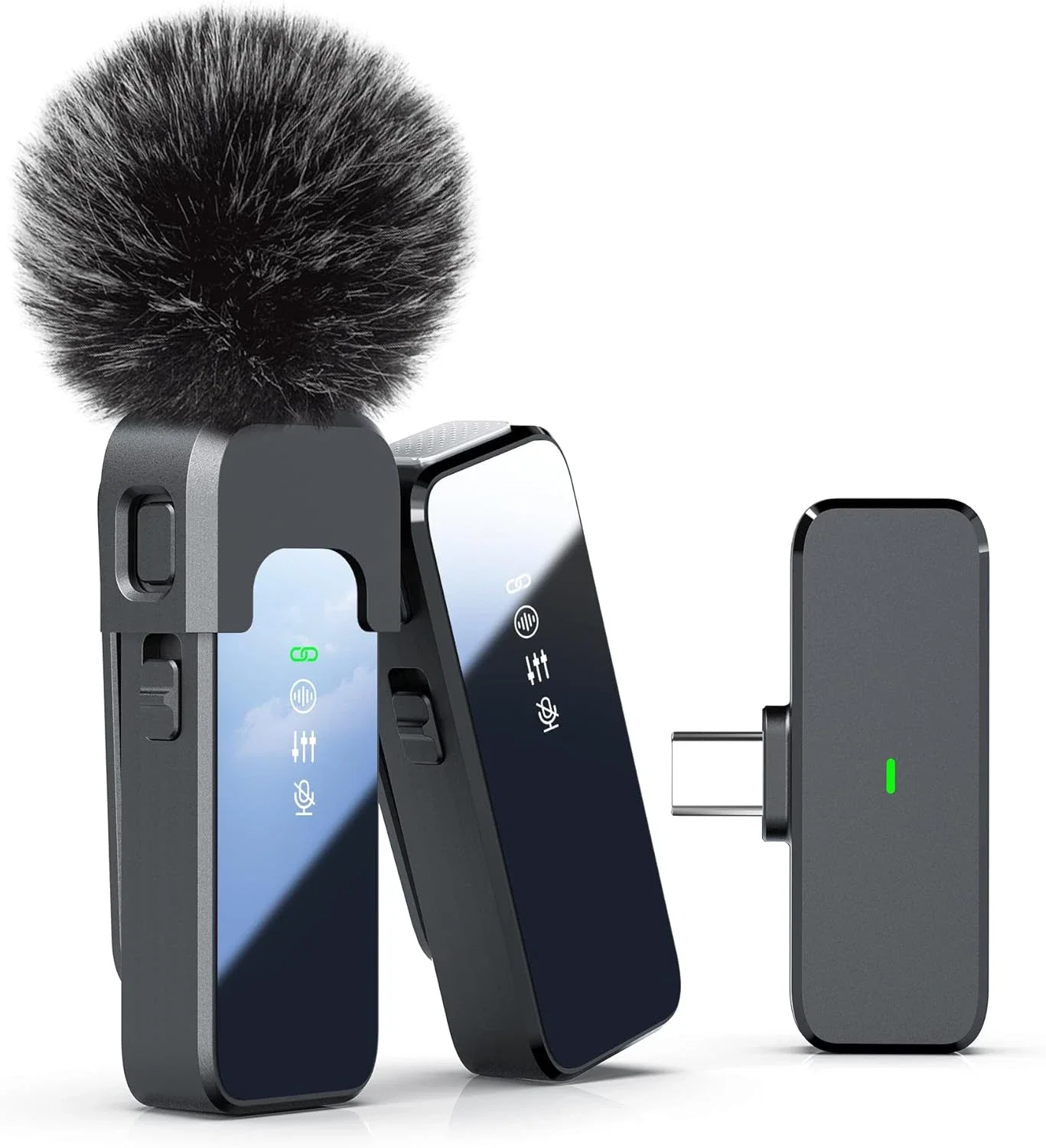 Microphone cravate sans fil pour iPhone 15 16 et Android avec suppression du bruit, transmission de 30,5 m, autonomie de la batterie de 18 h, microphone à revers sans fil USB de type C pour