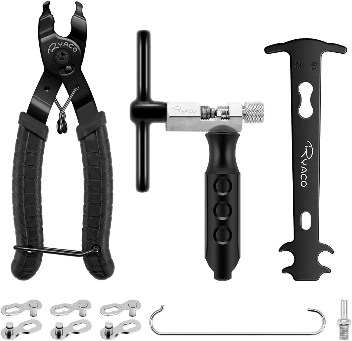 RYACO Ensemble d'outils de chaîne de vélo, pince à maillons de vélo, coupe-chaîne, étrier d'inspection de chaîne inclus pour réparation de maillons de chaînes de 6/7/8/9/10 vitesses, kit d'outils