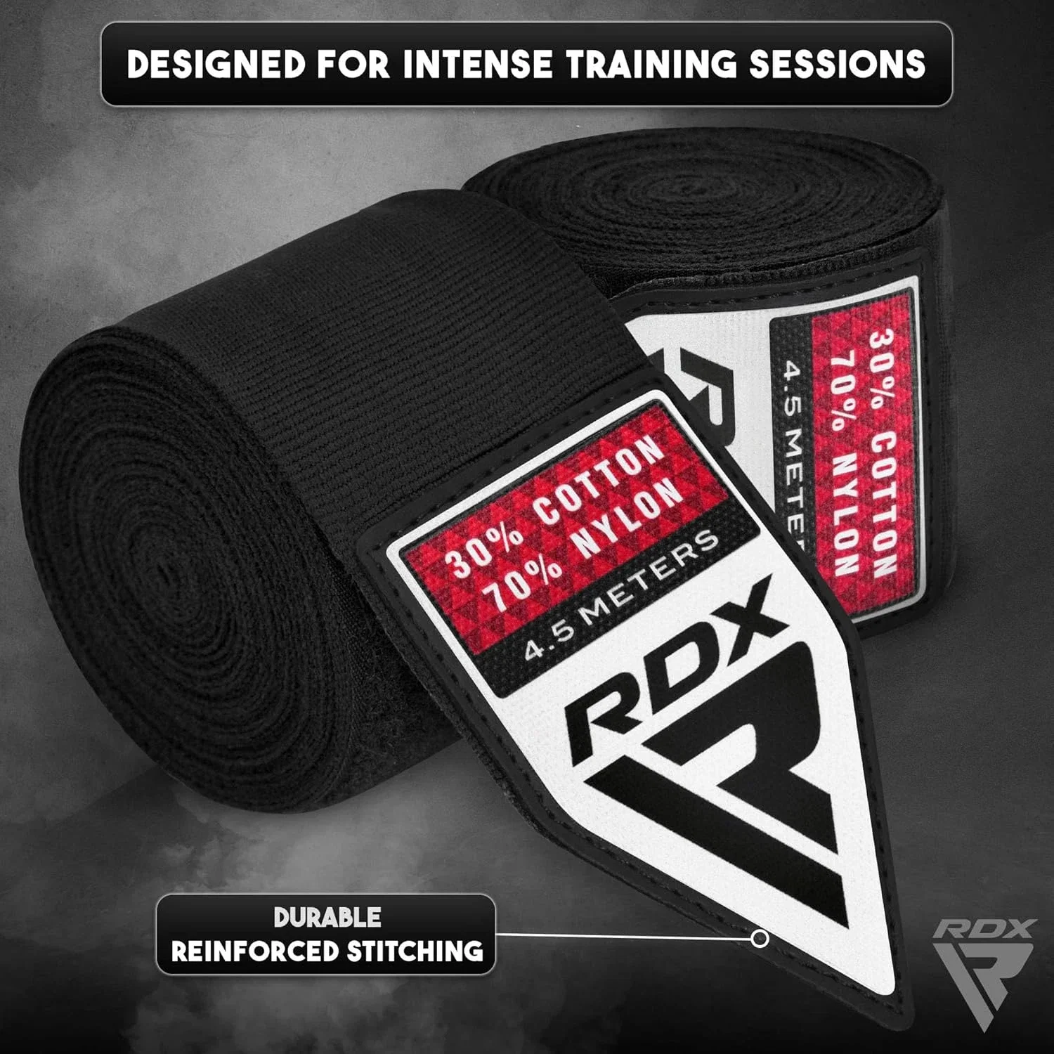 RDX Gants intérieurs de boxe - 4,5 m - Bande élastique pour le pouce - Protection des mains sous les gants - Muay Thai MMA Kickboxing Arts martiaux - Sac de frappe