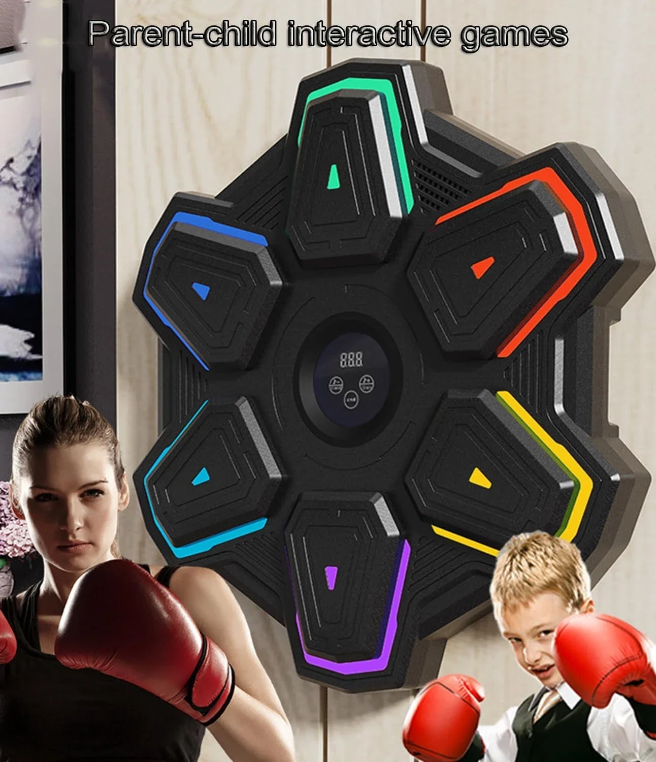 Machine de boxe musicale pour adultes, mise à niveau de créativité, coloré, 8 points de frappe, tapis de frappe mural, machine d'entraînement de boxe musicale, jeu de Beat Boxing électronique