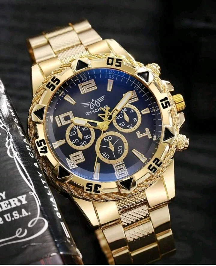 Montre en Quartz dorée Bracelet en acier inoxydable