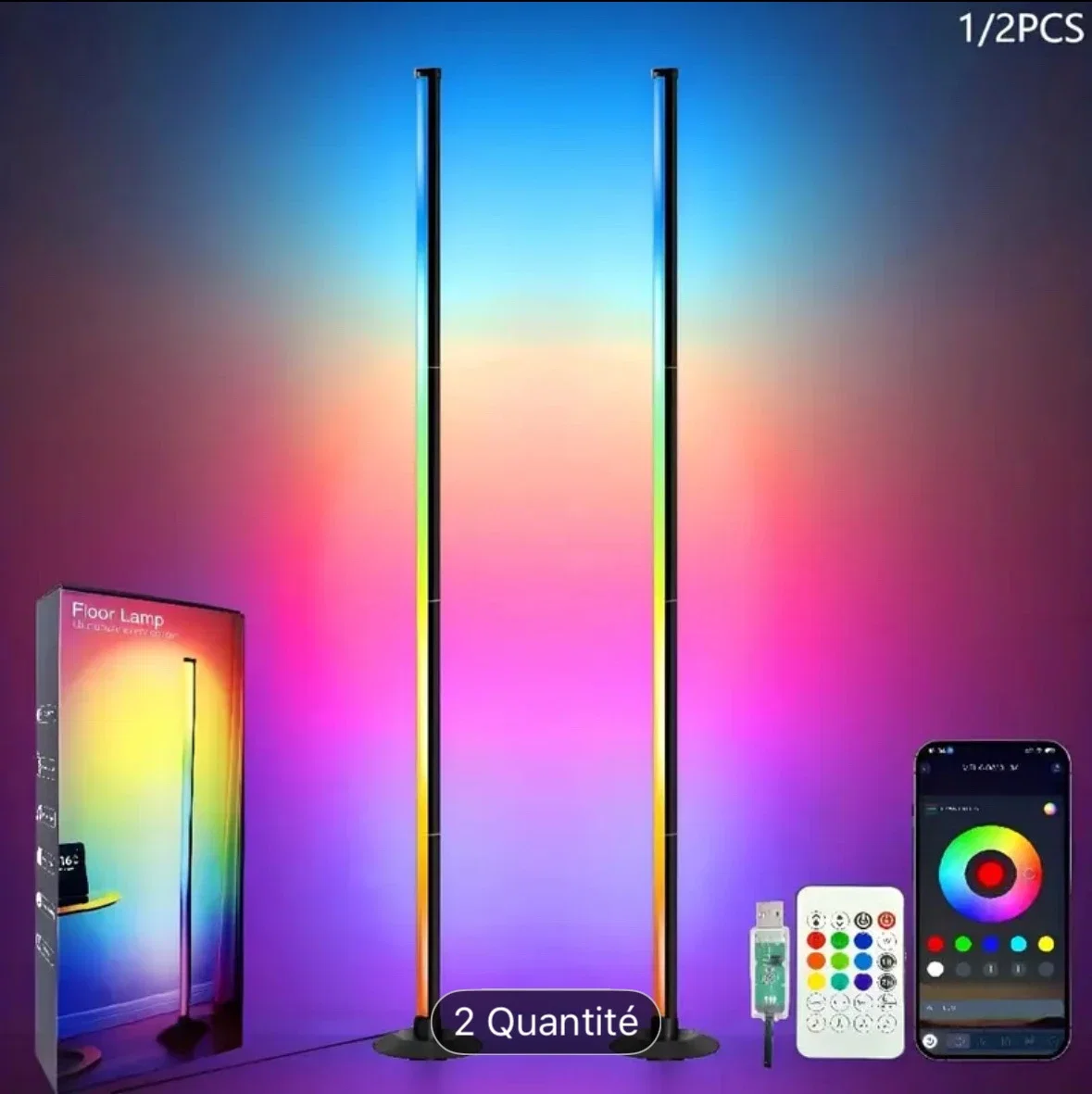 Barre lumineuse RGB rechargeable